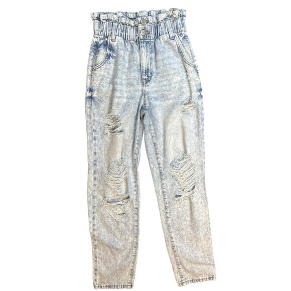 SO Womens Paperbag Jeans Size 25 High Rise Destroyed Acid Wash 80s Y2K - Picture 1 of 6